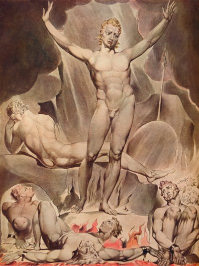 Satanás despertando a los ángeles rebeldes de William Blake