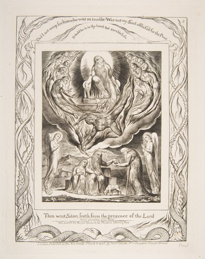 Satanás saliendo de la presencia del Señor, de Ilustraciones del Libro de Job, 1825-26 de William Blake
