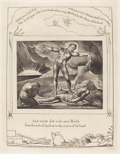 Satanás golpeando a Job con llagas de William Blake