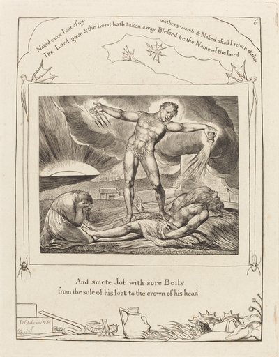 Satanás golpeando a Job con llagas de William Blake