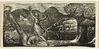 El pastor ahuyenta al lobo, de Las pastorales de Virgilio de William Blake