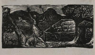 Pastor ahuyenta al lobo, de Las Bucólicas de Virgilio de William Blake