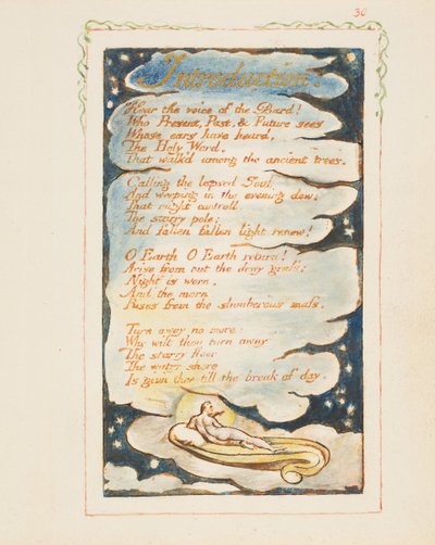 Cantos de experiencia: Introducción: Escucha la voz del Bardo, ca. 1825 de William Blake