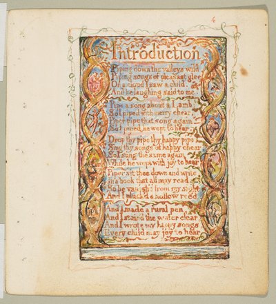Canciones de Inocencia: Introducción, ca. 1825 de William Blake