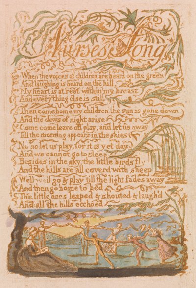 Canciones de Inocencia, Lámina 22, Canción de la Enfermera (Bentley 38) de William Blake