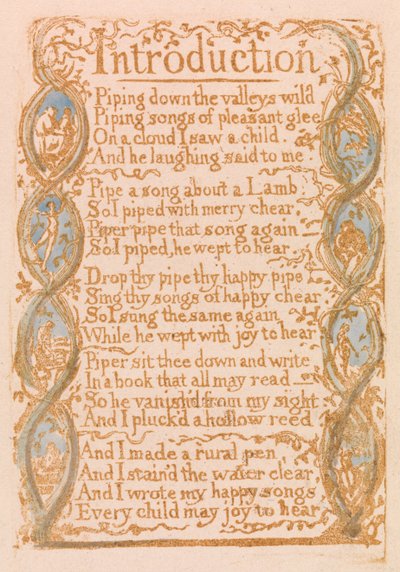 Canciones de Inocencia, Placa 3, Introducción (Bentley 4) de William Blake