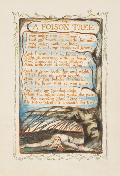 Canciones de inocencia y de experiencia: Un árbol envenenado de William Blake