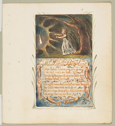 Canciones de Inocencia y de Experiencia: Niño Perdido, ca. 1825 de William Blake