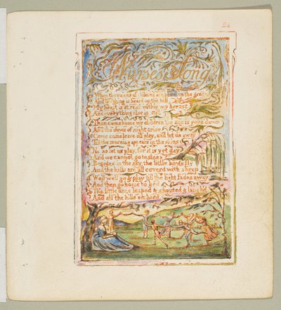 Canciones de Inocencia y de Experiencia: Canción de la Enfermera, ca. 1825 de William Blake