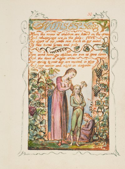 Canciones de Inocencia y de Experiencia: Canción de las Enfermeras, ca. 1825 de William Blake