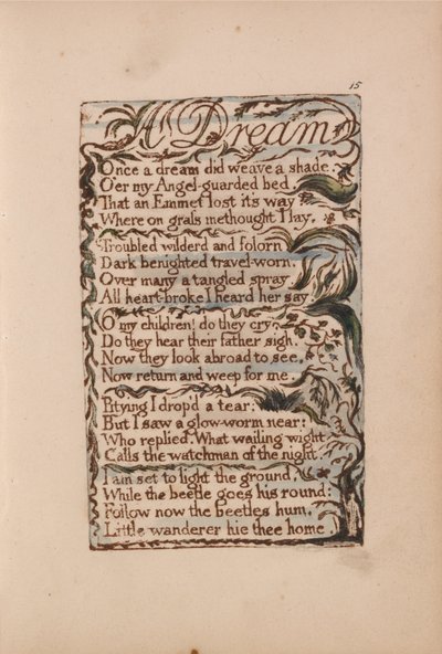 Canciones de inocencia y de experiencia, Placa 15, Un sueño (Bentley 26) de William Blake
