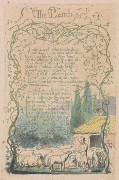 Canciones de la inocencia y de la experiencia, lámina 18, "El cordero" (Bentley 8) de William Blake