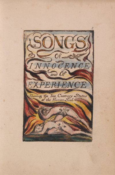 Canciones de Inocencia y de Experiencia, Lámina 2, Página de Título Combinada (Bentley 1) de William Blake
