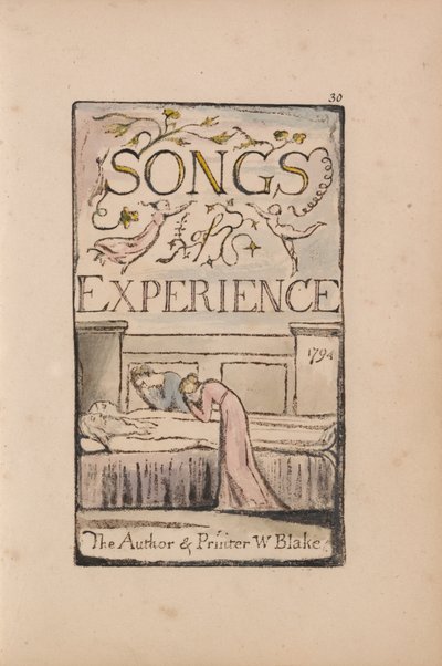 Canciones de Inocencia y de Experiencia, Lámina 30, Página de Título de Experiencia (Bentley 29) de William Blake