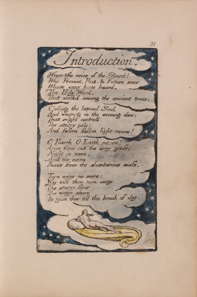 Canciones de Inocencia y de Experiencia, Placa 31, Introducción (Bentley 30) de William Blake