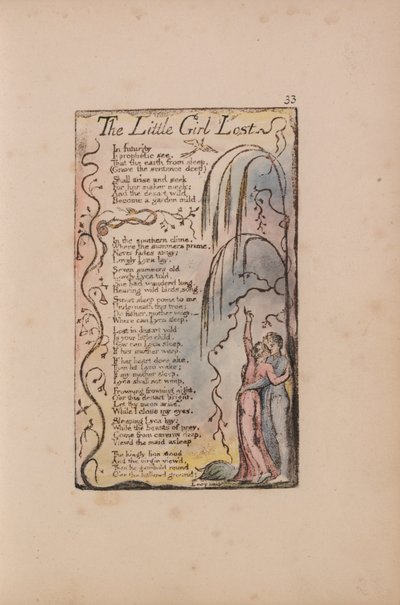 Canciones de inocencia y de experiencia, Placa 33, La niña pequeña perdida (Bentley 34) de William Blake