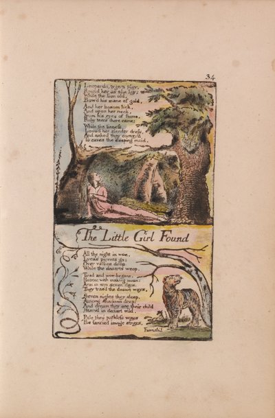 Canciones de Inocencia y de Experiencia, Placa 34, La Niña Encontrada (Bentley 35) de William Blake