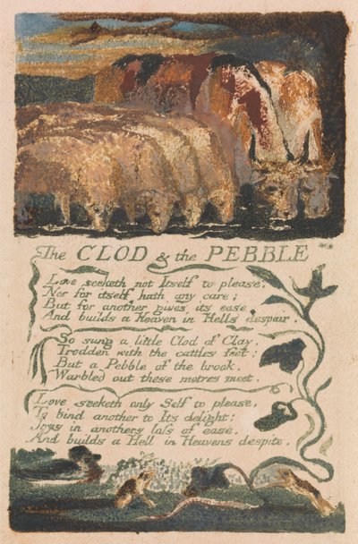 Canciones de inocencia y de experiencia, plancha 36, "El terrón y el guijarro" (Bentley 32) de William Blake