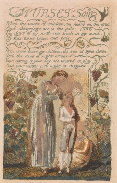 Canciones de la inocencia y de la experiencia, Lámina 37, "Canción de las enfermeras" (Bentley 38) de William Blake