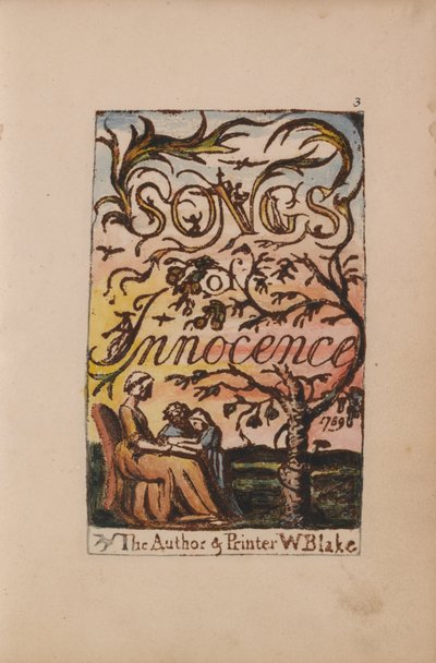 Canciones de Inocencia y de Experiencia, Placa 3, Página de Título de Inocencia (Bentley 3) de William Blake