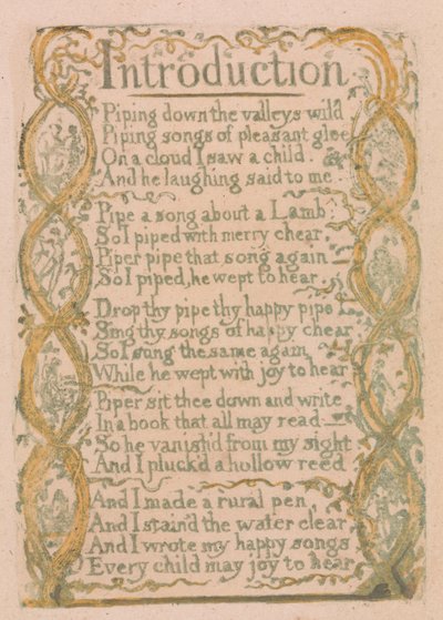Canciones de la inocencia y de la experiencia, Plancha 3, "Introducción" (Bentley 4) de William Blake
