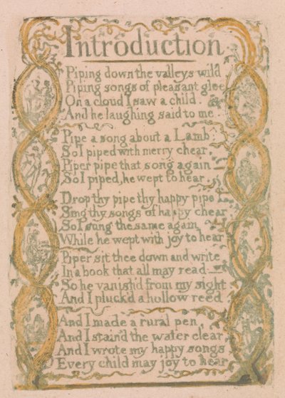 Canciones de Inocencia y de Experiencia, Placa 3, Introducción (Bentley 4) de William Blake