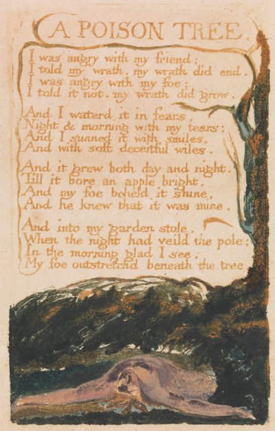 Canciones de la inocencia y de la experiencia, plancha 41, "Un árbol envenenado" (Bentley 49) de William Blake