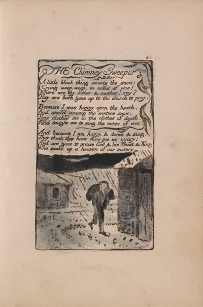 Canciones de Inocencia y de Experiencia, Lámina 41, El Deshollinador (Bentley 37) de William Blake