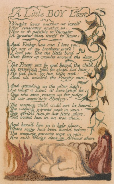 Canciones de la inocencia y de la experiencia, lámina 43, "Un niño perdido" (Bentley 50) de William Blake
