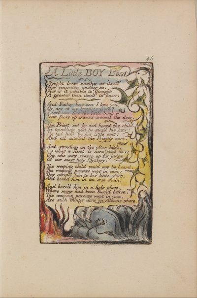 Canciones de inocencia y de experiencia, Placa 46, Un niño pequeño perdido (Bentley 50) de William Blake