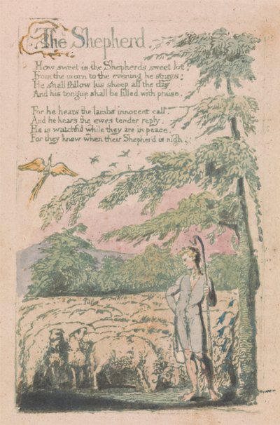Canciones de la inocencia y de la experiencia, lámina 4, "El pastor" (Bentley 5) de William Blake