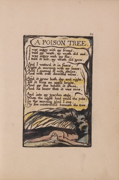 Canciones de Inocencia y de Experiencia, Lámina 50, Un Árbol Venenoso (Bentley 49) de William Blake