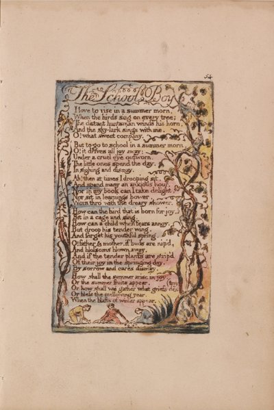 Canciones de inocencia y de experiencia, Placa 54, El niño escolar (Bentley 53) de William Blake