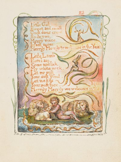 Canciones de Inocencia y de Experiencia: Primavera segunda placa: Niña pequeña, ca. 1825 de William Blake
