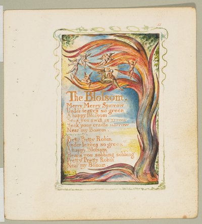 Canciones de Inocencia y de Experiencia: La Flor: Alegre Alegre Gorrión, ca. 1825 de William Blake