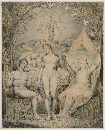 El Arcángel Rafael con Adán y Eva (Ilustración del Paraíso Perdido de Milton) de William Blake