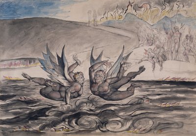 Los demonios desconcertados luchando, ilustración del "Infierno" de "La Divina Comedia" de Dante Alighieri de William Blake