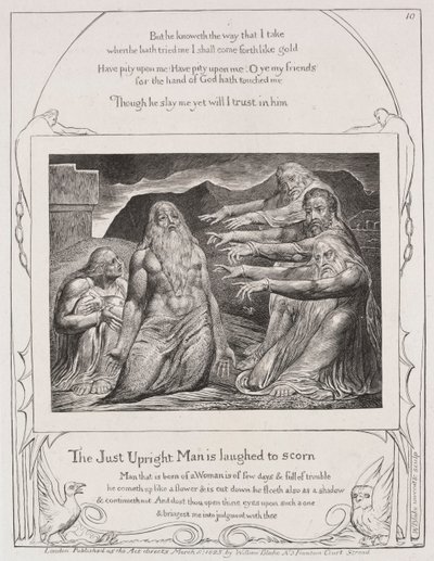 The Book of Job:  Pl. 10,  The just upright man is laughted to scorn de William Blake