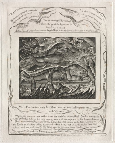 El Libro de Job: Pl. 11, Con sueños sobre mi cama me asustas y me aterras / con visiones de William Blake