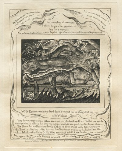 The Book of Job:  Pl. 11, With Dreams upon my bed thou scarest me and affrightest me / with Visions de William Blake