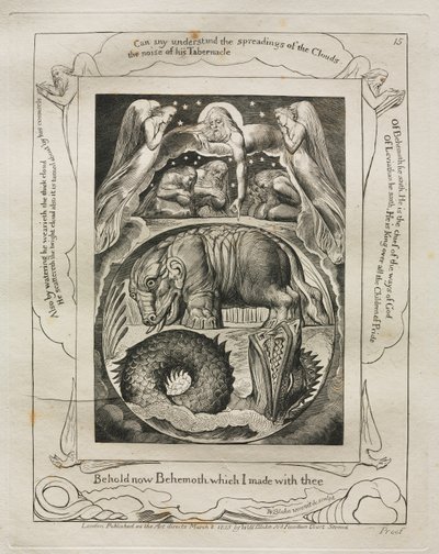 El Libro de Job: Pl. 15, He aquí ahora Behemot que hice contigo de William Blake