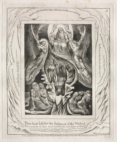 El Libro de Job: Pl. 16, Has cumplido el juicio de los malvados de William Blake