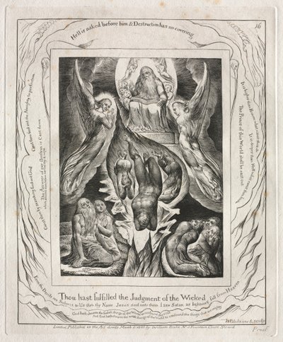 El Libro de Job: Pl. 16, Has cumplido el juicio de los malvados, 1825 de William Blake