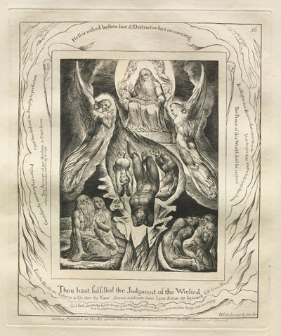 El libro de Job: Pl. 16, Has cumplido el juicio de los malvados, 1825 de William Blake