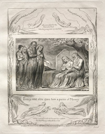El Libro de Job: Cada uno también le dio una pieza de dinero de William Blake