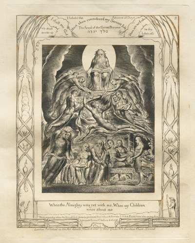 The Book of Job:  Pl. 2, When the Almighty was yet with me, When my Children / were about me de William Blake