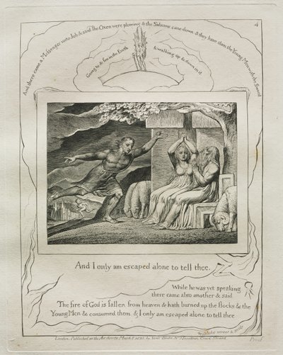 El Libro de Job: Pl. 4, Y solo yo he escapado para contártelo de William Blake