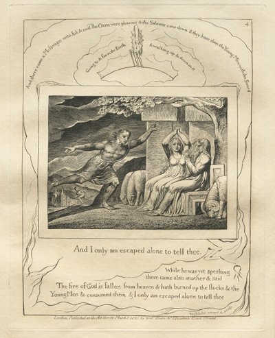 The Book of Job:  Pl. 4, And I only am escaped alone to tell thee de William Blake