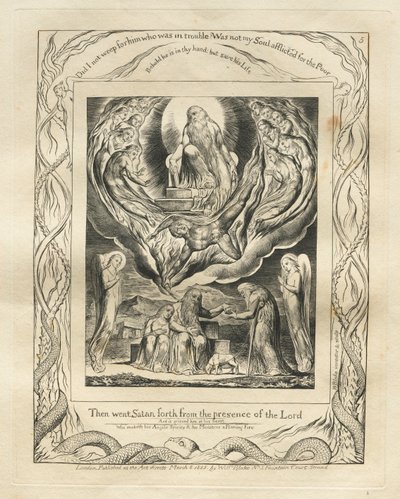 The Book of Job: Pl. 5, Then went Satan forth from the presence of the Lord de William Blake