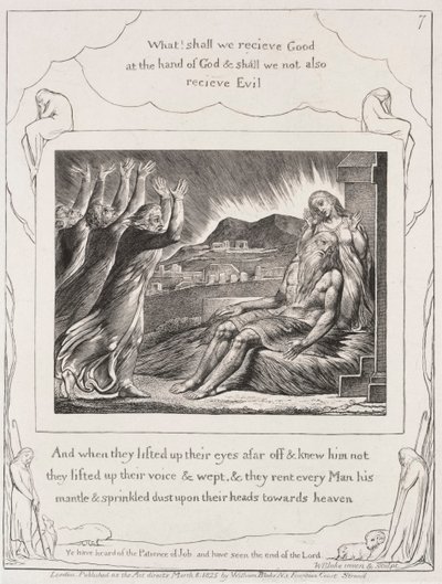 El libro de Job: Pl. 7, Y cuando levantaron sus ojos, 1825 de William Blake